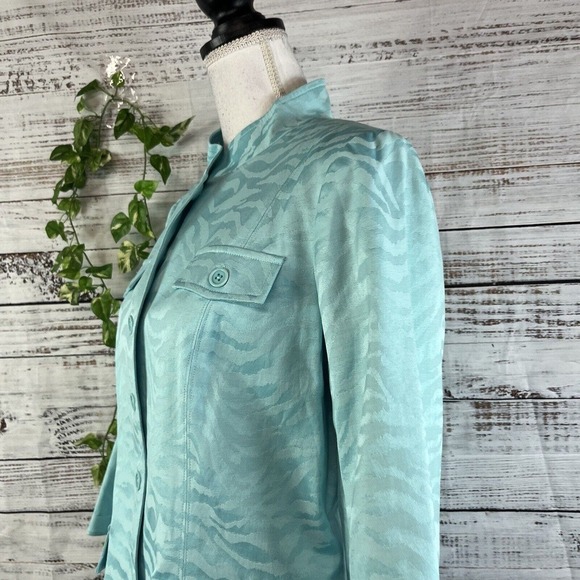 Linea by Louis Dell'Olio Blazer Jacket size Small Blue Jacquard Wedding Church - Picture 11 of 15